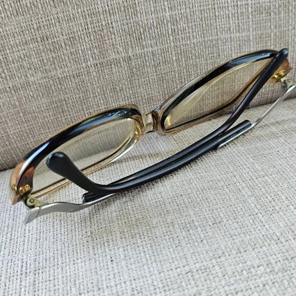Vintage Women Eyeglasses Frame Eyewear Tan/Black Tone Glasses Frame only - Picture 6 of 10